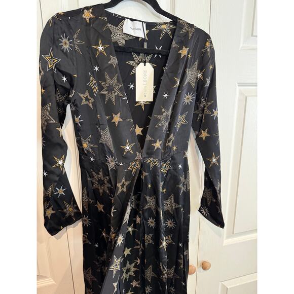NEW Star Print Long Sleeve Maxi Dress Duster Kimono Party Cocktail - Picture 4 of 8